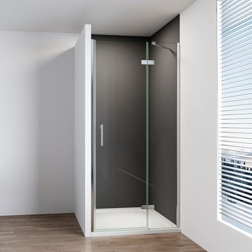 IMPTS Duschtür Falttür 120cm, Einzelfalttür Nische Duschabtrennung Duschkabine Faltbar Dusche mit Diagonalen Sicherheitsstange 6mm ESG NANO Sicherheitsglas 195cm