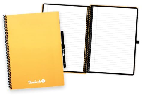 BAMBOOK Colourful Notizbuch - Gelb - A4 - Liniert - Wiederverwendbares Notizbuch, Notizblock, Reusable Notebook, Löschbares Whiteboard-Notizbuch