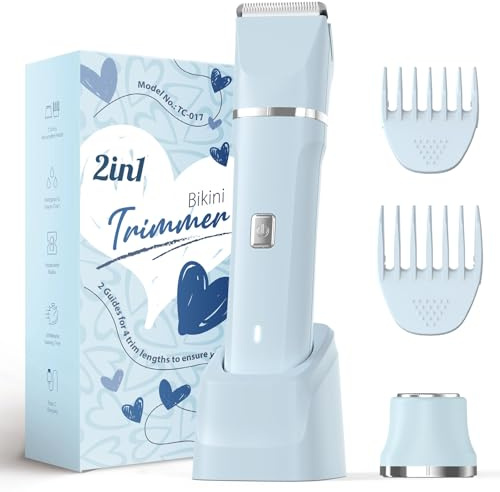 Risina Bikini Trimmer for Women - Body Hair Trimmer Shaver for Women's Grooming, Wet & Dry Use Groomer, Dusk Razor for Women, Ladies Electric Razors for Legs, Female Trimmer for Private Area, Blue