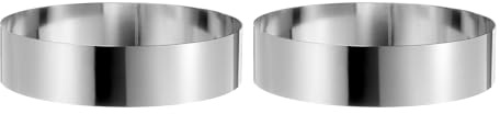 sourcing map 2PCS Round Cake Ring 8 x 2 Inch Seamless Stainless Steel Pastry Mousse Dessert Ring Mirror Coating for Baking Cooking Making Tool