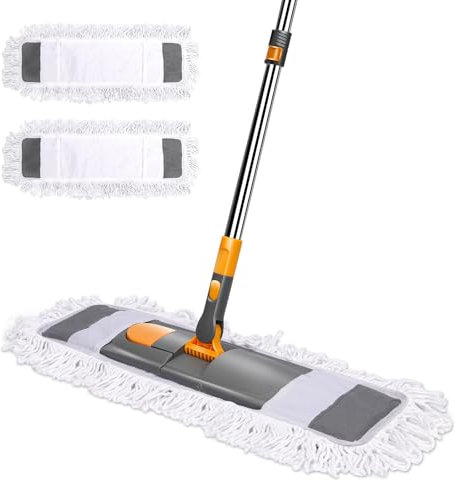 MASTERTOP Bodenwischer, Großer Flach Wischmop mit 2 Moppads und Teleskopstiel, Mikrofaser Mopp Flachmopp, Faltbar Wischer Boden für Hartholz, Laminat, Fliesenboden