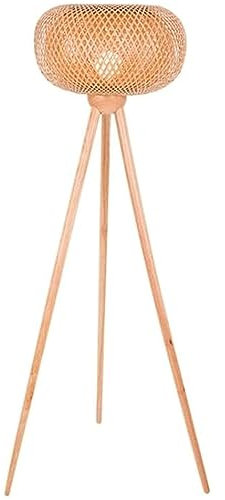 QWPYDXN Luz de Lectura Alta Lámpara de pie con trípode de Madera, lámpara de pie con Pantalla Tejida a Mano, lámpara de Poste Alto para Sala de Estar/Dormitorio/Oficina/B&B