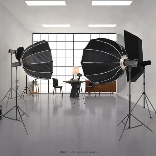OPPWONG Softbox-Beleuchtungsset, Fotografie-Beleuchtung mit Weichem Stoffgitter, Tragetasche, Faltbar, 12-seitig, Parabolische Bowen-Halterung, Studio-Softbox für Fotografie, Schwarz