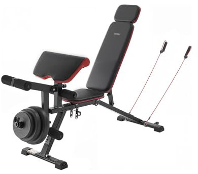 VEVOR Weight Bench, 800lbs Adjustable Weight Bench Press for Full Body Workout, Exercise Sit up Bench for Home Gym Strength Training, Flat Bench with with Leg Extension, Preacher Pad, Fast Adjustment