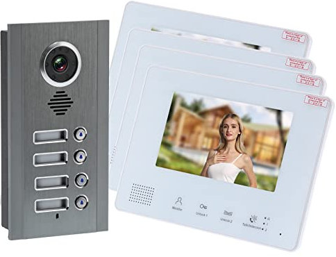 IUBGFTO Videocitofono con Campanello, Volume Regolabile Bus Videocitofono a 2 Fili Comunicazione di Gruppo bidirezionale Chiamata per la Sicurezza Domestica (Stampa Diretta 4 Famiglie (Sy828nmja4))