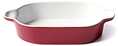 Ceramic Baking Dish Heat-resistant Lasagna Baking Dish with Handles Ceramic Casserole Reusable Mini Casserole Multipurpose Lasagna Pan Deep for Roasting and Red,