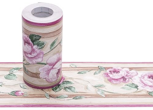 Allayu Bordure de papier peint autocollante, peinture à l'encre, style flou, bordures de papier peint en PVC, bordure autocollante, D