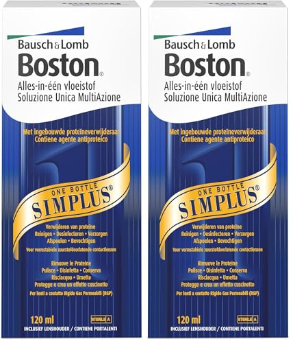 Bausch + Lomb Boston Simplus - Kontaktlinsenreiniger und Aufbewahrungslösung, für harte Kontaktlinsen 1 x 120 ml (Packung mit 2)