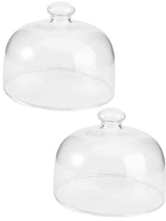 POPETPOP 2pièces Cloche Alimentaire Transparente Ronde Verre Anti-poussière pour Gâteau Pâtisserie Et Fruits Lot