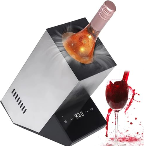 Drmoxin Enfriador De Vino Eléctrico, Enfriador Rápido De Vino Tinto O Blanco, para Vino, Champán, para Cocina, 210 X 135 X 240 mm, para Cerveza, Agua, Leche, Vino,Grey