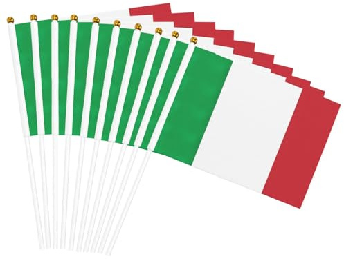 Bandera de Italia con estampado de banderas de mano, portátil, decoración de bodas, aniversarios, vacaciones