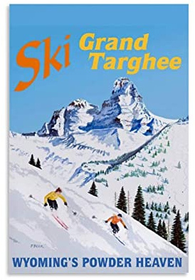 RIDAEX Quadro A Olio su Tela 60 * 90cm Senza Cornice Grand Targhee Wyoming Vintage Ski Artworks Modern Decor Posters