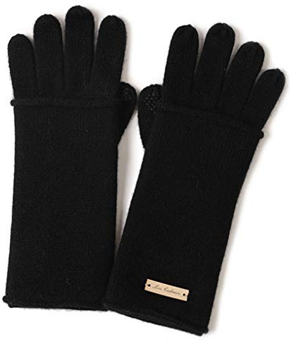 Prettystern Ensemble 2 pièces en cachemire pour dames chauffe-poignets à écran tactile Stuple et gants noir