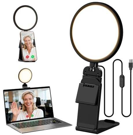 5 Ring Light for Computer, Eye-Caring & Flicker-Free Lighting for Zoom Meetings, Video Call, Recording, Streaming, Portable Light for Laptop, Monitor & Webcam with 50 Modes (3000K-6500K) CRI>97.8