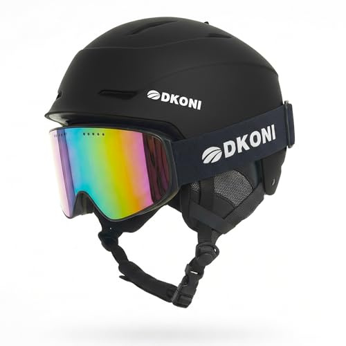 DKONI Ski Helmet with Goggles, Snowboard Helmet for Men & Women, Three-Stage Adjustable Ventilation System, Adjustable Fit, Durable PC Shell, Protective EPS Foam, Snow Sports Helmet for Adults, Youth