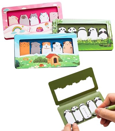BIRLOZA 450 Mini Adhesivos de Notas Adhesivas Divertidas con Diseño de Animales para Profesores, Aula, Hogar, Oficina y Material Escolar