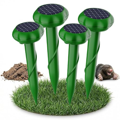 WUGEIN Scaccia Ultrasuoni Solare, Impermeabile IP65, Dissuasori per Topi, Gopher, Serpenti e Roditori, Repellente Solare da Esterno per Giardino, Prato, Fattoria e Cortile (verde)