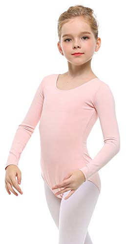 Stelle Long Sleeve Ballet Leotards for Girls Dance Leotard Black Gymnastics Ballet Outfits (Toddler/Little Kid/Big Kid) (Ballet Pink,5-6 Years)