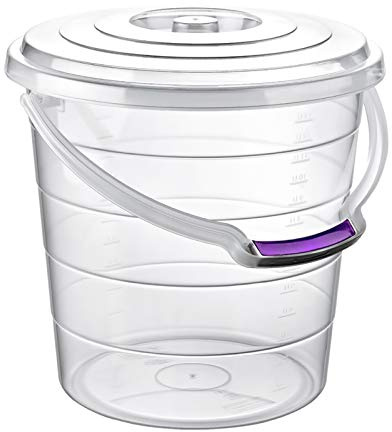 Heavy Duty Clear Plastic Bucket with Lid & Carry Handle Kitchen Garden Cleaning Water Animal Bird Feed Pet Food Storage Container (20 Litre)