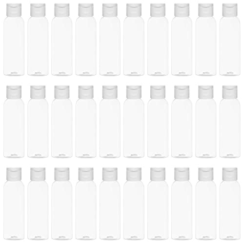 BELLE VOUS 30er Pack Transparente Plastikflaschen zum Befüllen mit Flip Deckel - 60ml Liquid Flaschen - Wiederverwendbare Kleine Flaschen zum Befüllen für Lotion, Toilettenartikel und Shampoo