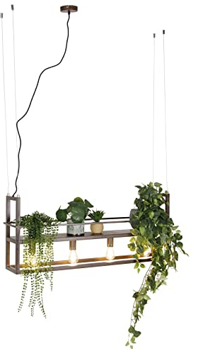 QAZQA - Industrie I Vintage I Industrie I Vintage I Hängelampe I Pendellampe I Pendelleuchte rostbraun mit Gestell 4-flammig - Cage Rack I Wohnzimmer I Schlafzimmer - Stahl Länglich - LED geeignet E27