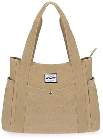 HAWEE Borsa da Donna in Tela Borsa Tote Grande Borsa Tracolla Retrò Borsetta con Cerniera Borsa a Spalla Casual Borsa a Mano per Viaggio Lavoro Scuola Shopping Vita Quotidiana, Giallo