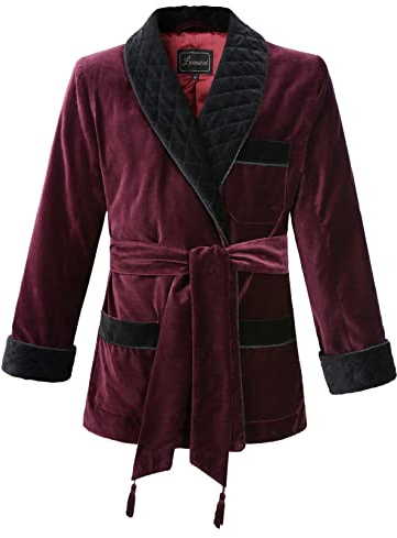 Lucasini Mens Smoking Jacket Velvet Fully Satin Lined