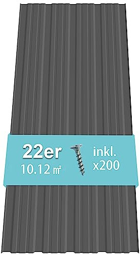 Thanaddo 22er Set Profilblech Trapezblech mit Schraube Blech Metall Dachblech Dach Platten Stahlblechdachplatten 10.12m², Legierter Stahl