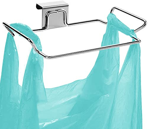 Junvaia Müllsackhalter für Müllbeutel und Tüten, Müllsackhalter für Schranktüren und Schränke, Großer Edelstahl-Müllsackständer, Plastiktütenhalter unter der Spüle