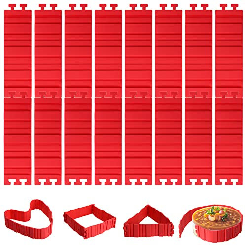 Jucoan 16 Pack Silicone Cake Mold Magic Bake Snake, Silicone Cake Shapers for DIY Round Rectangular Heart Shape Cake Dessert, Ice Barrier for Tie Dye