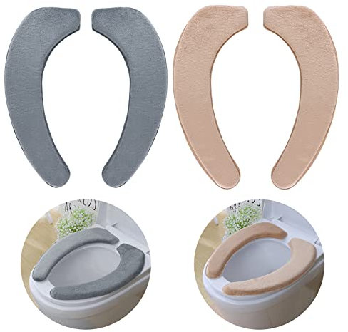 Gukasxi WC-Sitzbezug, 2 Paar Toilettensitzbezug Dicker Und Wärmer Wc-Sitz Pad WC Wärmer Pad, Waschbarer WC Abdeckung Cover Pad Toilettensitzkissen