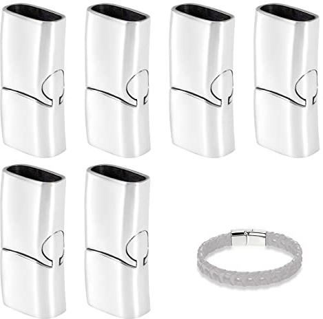 Armband Verschlüsse Magnetic Endkappen zur Schmuckherstellung in Edelstahl Rectangle für Lederseil Halskette Lederband Schnalle Bohrung: 12x6mm