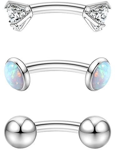 Chriscoco G23 Titan Rook Piercing Curved Barbell für Augenbrauen, Bananen, Lippe, Bauchnabelring, Helix, Daith, Tragus Knorpel Ohr - 16mm, 8mm, 10mm
