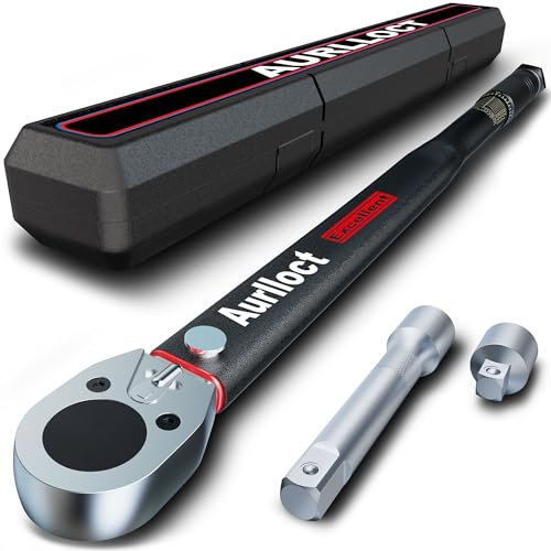 Aurlloct Drehmomentschlüssel 1/2 Zoll, 35-435 Nm, 3-Tlg LKW Drehmomentschlüssel Set Inkl Verlängerungsstange 12,5cm, Adapter 1/2 auf 3/8, für Reifenwechsel LKW und Auto