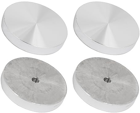 QUARKZMAN 60mm Alluminio Disco x 4pz Disco Circolare Ferramenta per Tenere Vetro Tavolo o Sedia, [tono Argento, M8 filettatura]