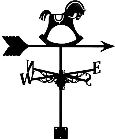 EICOFF Veleta Negra clásica, Veleta de Viento de Metal Duradero, Silueta de Caballo de Troya, indicador de dirección del Viento para decoración de jardín y decoración de Patio