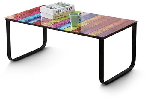 TUKAILAi Glass Coffee Table for Living Room with Storage, Rectangular Tempered Glass Top End Side Table with Metal Frame for Home Office Sofa 100 x 50 x 42cm