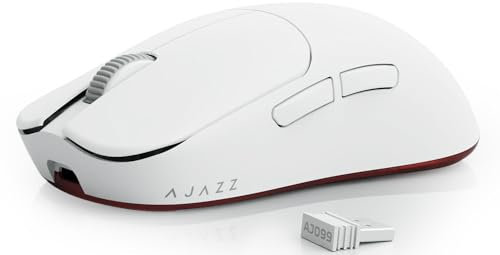 AJAZZ AJ099 Superlight Souris de Jeu sans Fil,Ultra Légère (56g),Capteur PixArt PAW3311, 12000 DPI, 2,4 G/USB-C Filaire,6 Boutons Programmables,Autonomie de 200 Heures,pour PC/MAC/PS4/XBOX – Blanc
