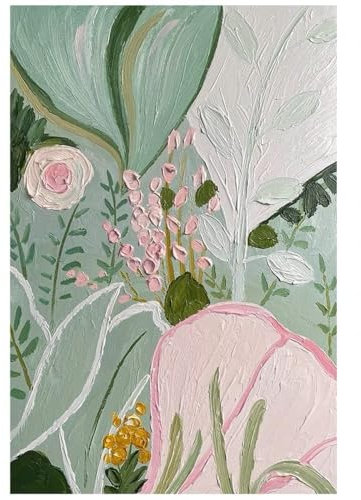 Acrylbilder Auf Leinwand Handgemalt,Original Handgemalte Kunst-Wanddekoration, Pflanzen Und Blumen, Rahmenloses Handgemaltes Ölgemälde Auf Leinwand, Bilder, Gemälde Für Wohnzimmer, Heimdekoration