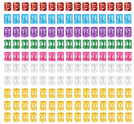 150 Pcs Hair Jewelry for Braids Dreadlocks Beads Aluminum Hair Rings Hair Clips Adjustable Metal Cuffs for Hair Braids Accessories