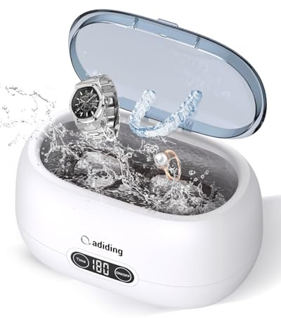 Adiding Ultraschallreinigungsgerät, 650mL Schmuck Reinigung mit Timerfunktion, 45000Hz Schmuckreiniger Ultraschall für Brille Uhren Zahnersatz Münzen Uhren Pinsel