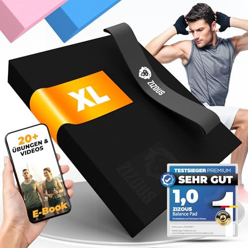 ZIZOUS® Balance Pad XL - Premium Balance Kissen für Gleichgewichtsübungen - Rutschfestes Balancekissen Physiotherapie Yoga Pilates - Robustes Gleichgewichtskissen inkl Ebook - Balance Kissen groß