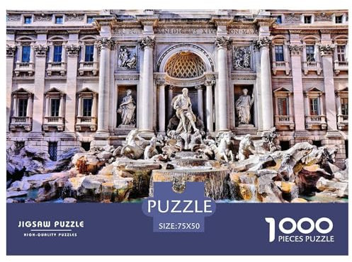 1000 Piezas Roma Fontana de Trevi Rompecabezas Adultos Niños Creativo Rompecabezas Rectangular Rompecabezas de Madera Divertido Juguete Educativo 1000 Piezas (75x50 cm)