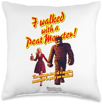 Whisky Geek Film Poster I Walked with a Peat Monster Whisky Throw Pillow