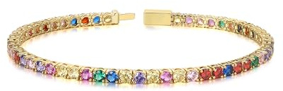 GW Tennisarmband Armband für Damen und Teenager Mädchen Bunten Armkette Schmuck Geschenke für Frauen Geburtstag Beste Freundin Mutter Tochter Armbänder Glitzer (Vergoldet 17.78cm)
