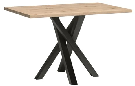 Esstisch Tisch Esszimmertisch ausziehbar 120-160 cm in Eiche mit schwarz