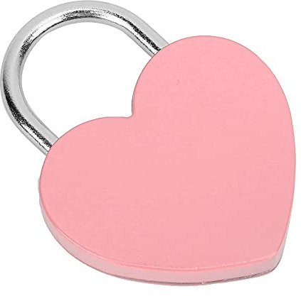 Tbest Lucchetto Colorato a Forma di Cuore con Chiave 45x59mm, Lucchetto in Metallo Squisito per Forniture Domestiche e Artigianali (PINK)