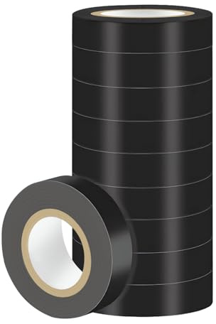 Duccinp Schwarz Isolierband 18mm x 13m 10 Stück PVC Elektrische Leitungen Reparatur, Hitzebeständig Hochflexibe Wasserdicht Electrical Tape für Verdrahtungsprojekte und Reparaturen