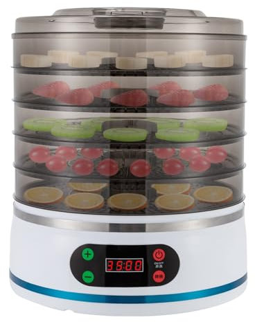 RjcdOPL Déshydrateur Alimentaire 5 Plateaux 350W, Température Réglable 35 à 70°C, Minuterie de 72 Heure, Faible Bruit, Pour Fruits et Légumes