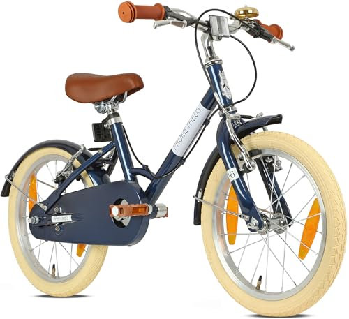 PROMETHEUS BICYCLES Vélo rétro pour enfant 16 à partir de 5 ans - Vélo pour fille et garçon - Bleu